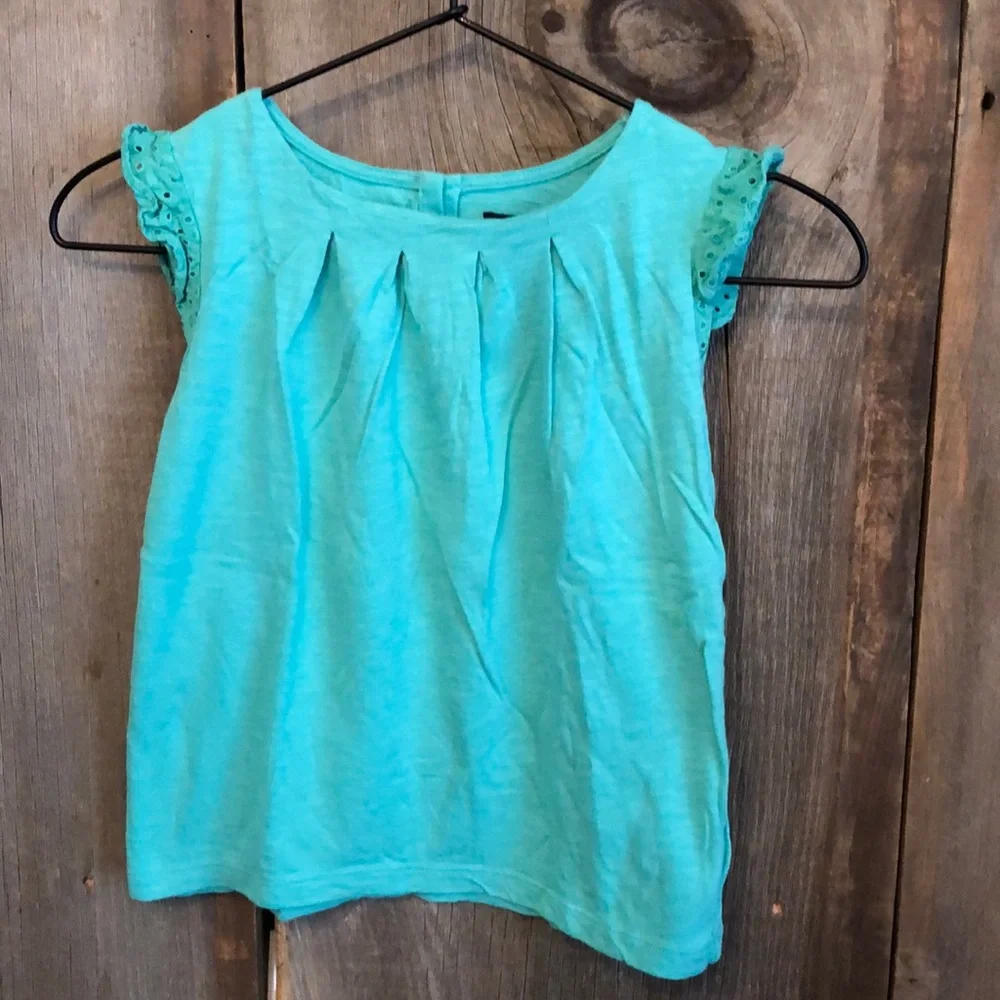 GapKids  Eyelet Cap Sleeve Top Blue Green Size 10 Girls